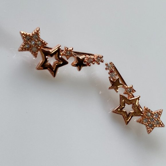 Rose Gold Shooting Stars Climber Earrings - Picture 4 of 10